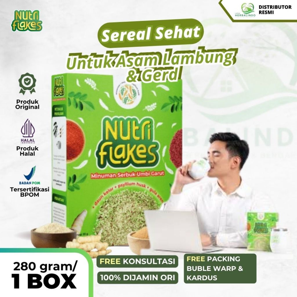

Nutriflakes - 100% Atasi Asam Lambung, Gerd dan Maag Suplemen Makanan Diet Isi 280gr
