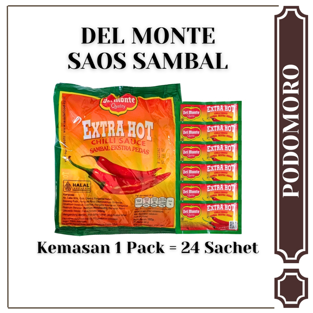 

Saos Sambal Del Monte - 1 Pack isi 24 Pcs @8 gram - Kemasa Sachet Saos Instant