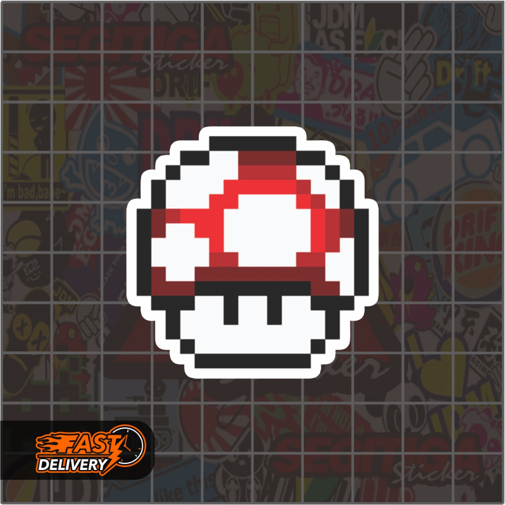 

Sticker Jamur Mario Pixel Ukuran 5 x 5 Cm