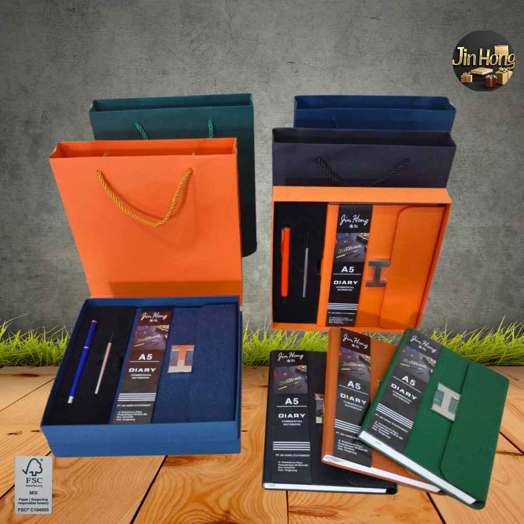 

[Whispers] Buku Agenda Hampers 2in1 Notebook A5 Exclusive Bonus Ballpoint dan Totebag Buku Catatan