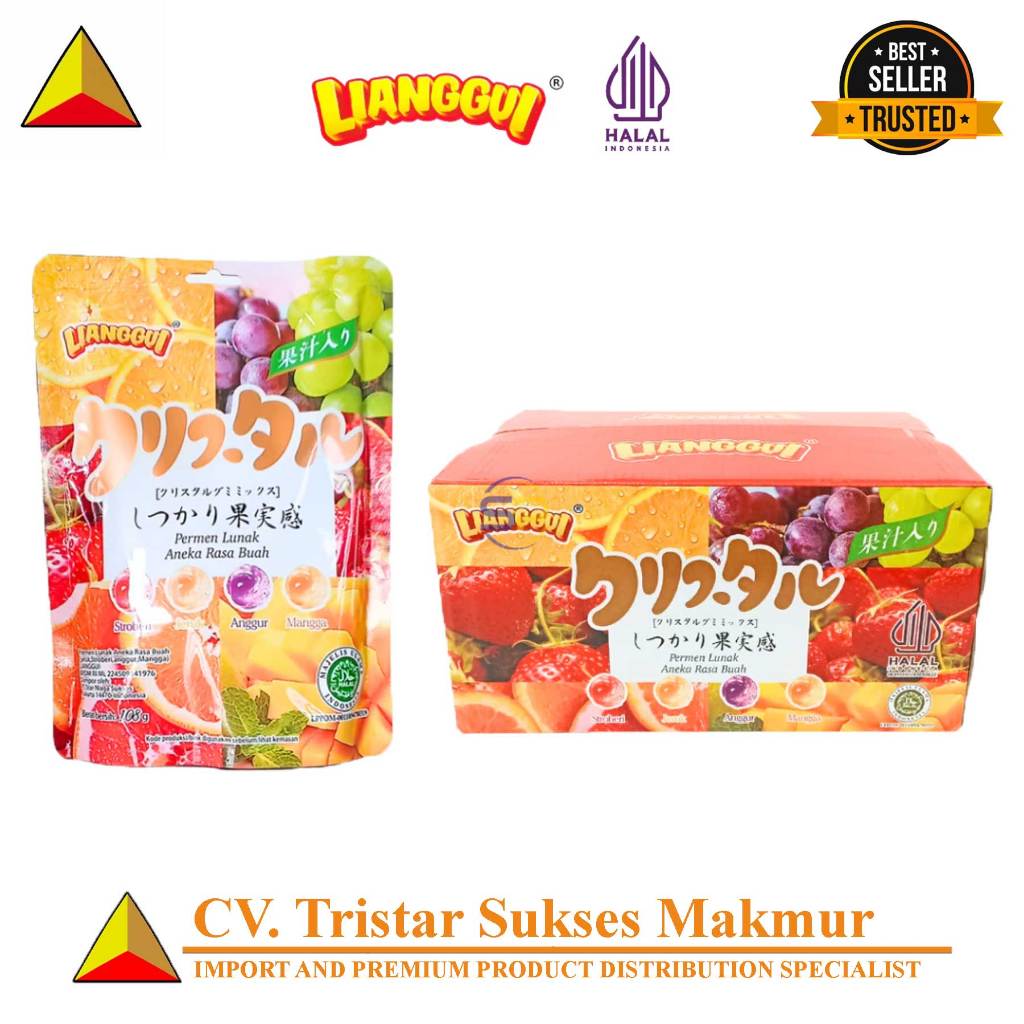 

(HALAL) Lianggui Permen Lunak Cream Buah 108gr – 1pcs / 1 Dus Isi 30 Bags