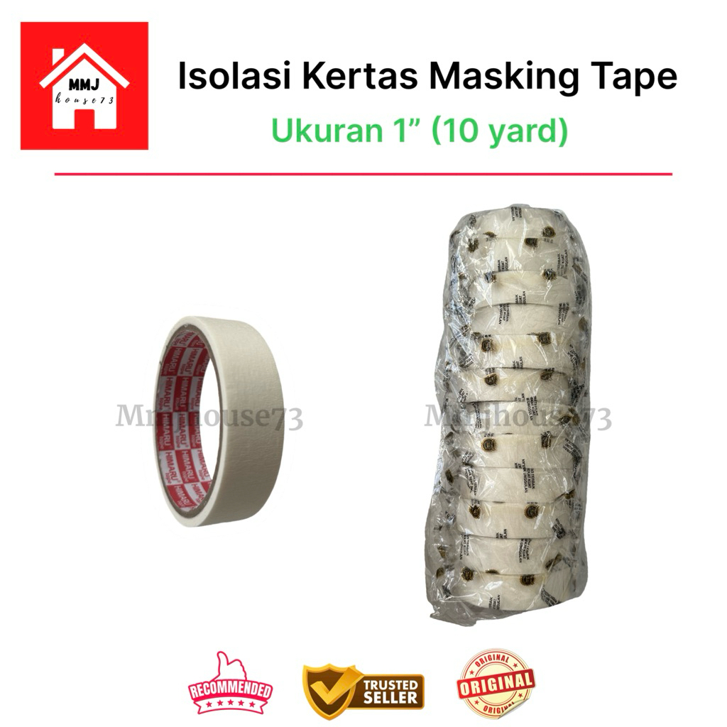 

HIMARU Lakban Kertas / Isolasi Kertas / Masking Tape Ukuran 1” (10 yard)
