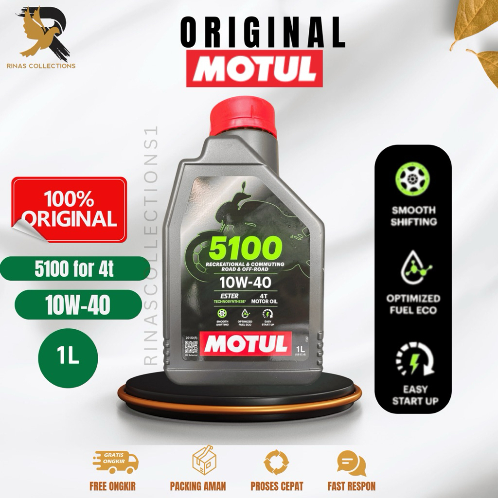 Oli Motul 4T 5100 10W40 1L Oli Mesin Motor 4Tak Premium 100% Original