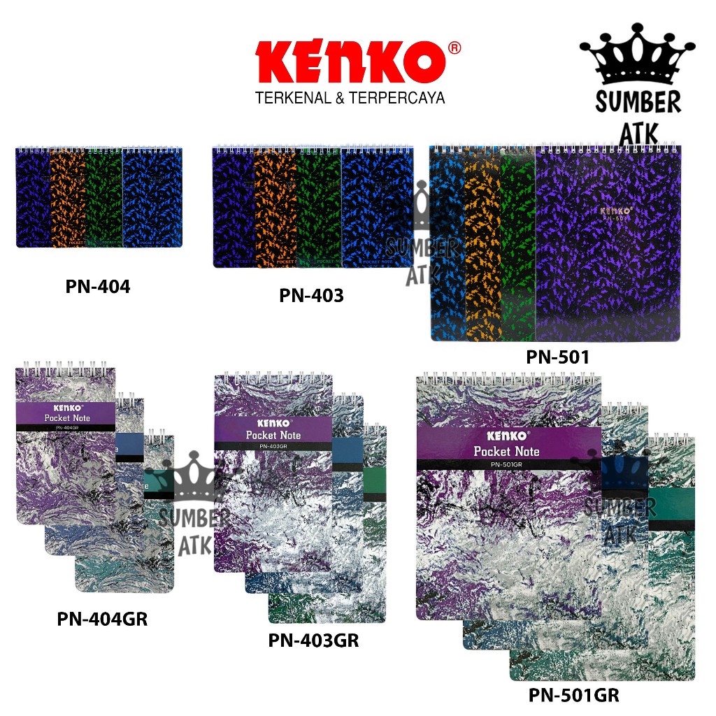 

Pocket Note KENKO PN-403 PN-404 PN-501 PN-403GR PN-404GR PN-501GR GRANIT / Notes Spiral / Ring Book Buku Tulis Memo