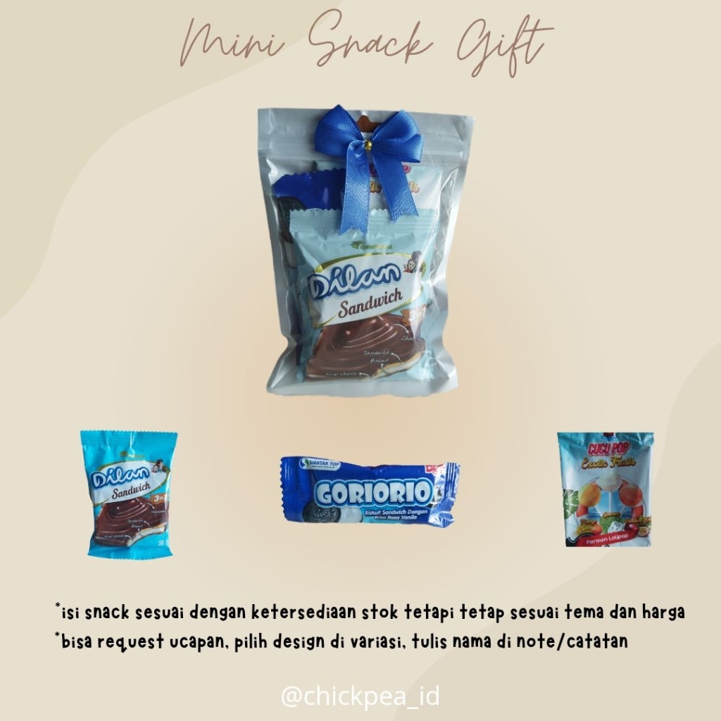 

Mini Snack Gift | Hampers Snack | Parcel Snack | Souvenir | Snack Pack | Gift Snack Ulang Tahun