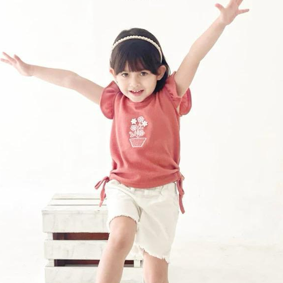 CLAJOV Baju Kaos Anak Perempuan Keisha Top 1–5 Tahun Knit Lengan Ruffle Lucu