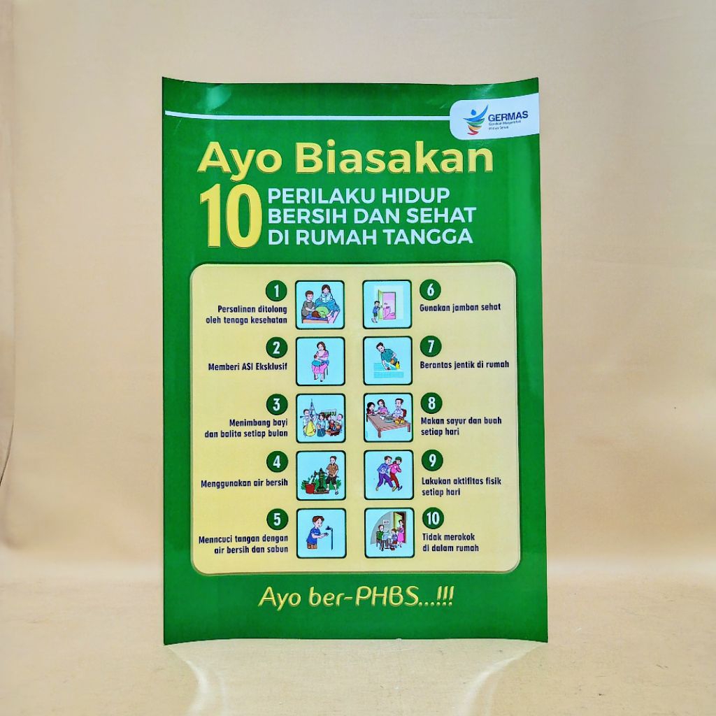 Poster PHBS Rumah Tangga - Poster Edukasi PHBS - Poster kesehatan - Poster Gaya Hidup Sehat