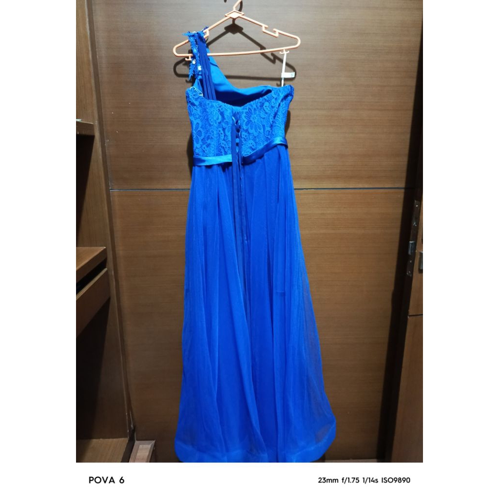 Preloved dress pesta biru elektrik