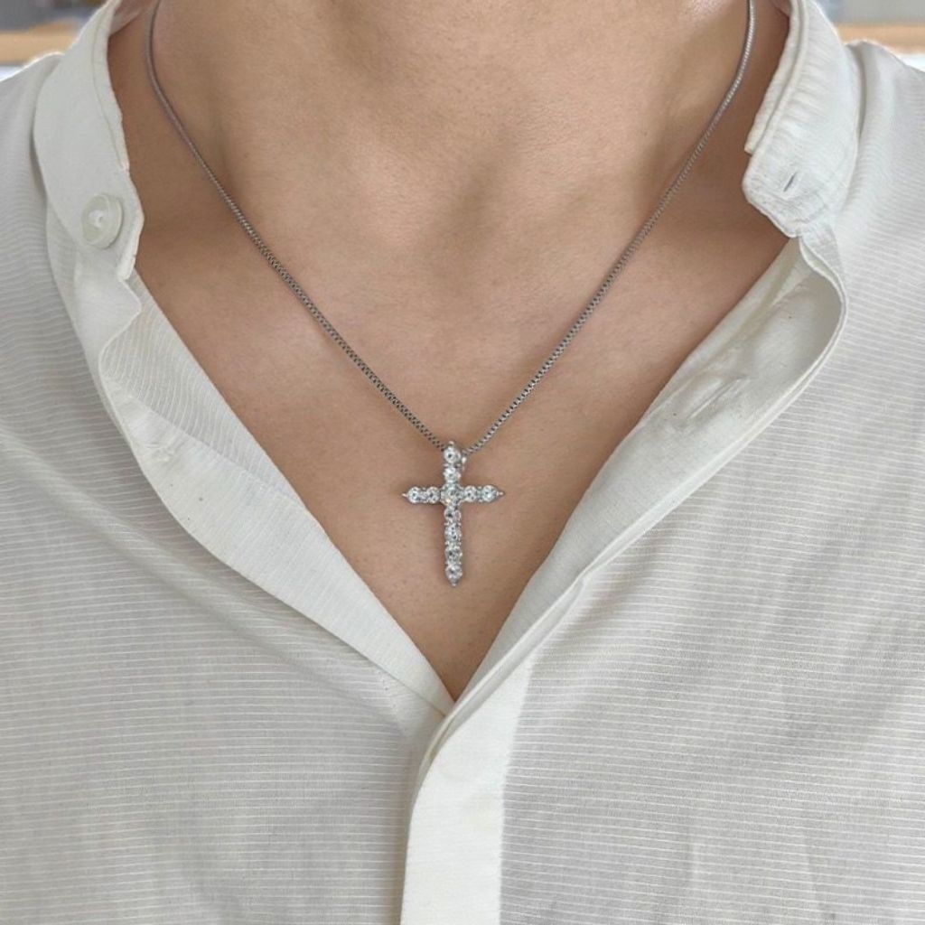 KALUNG SALIB KALUNG RANTAI SALIB KALUNG TITANIUM SALIB PRIA WANITA SILVER TERBARU ANTI KARAT