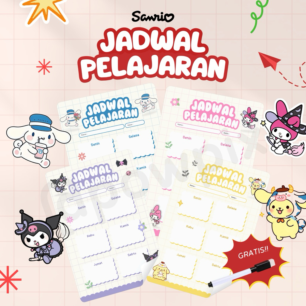 

Jadwal pelajaran karakter sanrio lucu