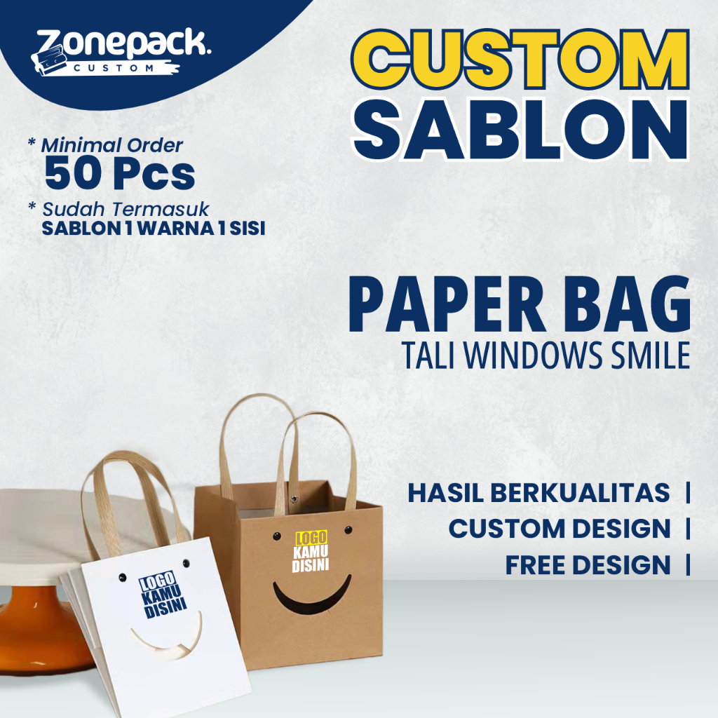 

Sablon Paperbag Tali Kraft Windows Smile | Custom / Free Desain Paper Bag Kado Aesthetic | Goodie Bag Hadiah Ulang Tahun
