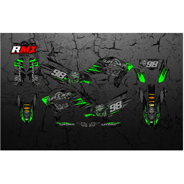 DECAL KLX 230 SM 2024 FULLBODY (009) DEKAL STIKER KLX 230 R S SE 2025 HITAM HIJAU, MERAH, KUNING, BI