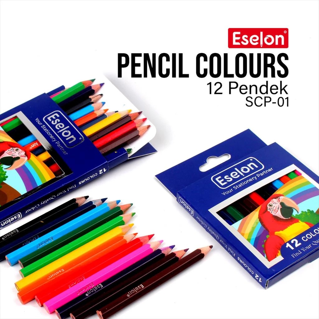 

12warna Pensil Warna PENDEK ESELON / Pensil warna Eselon SCP-01