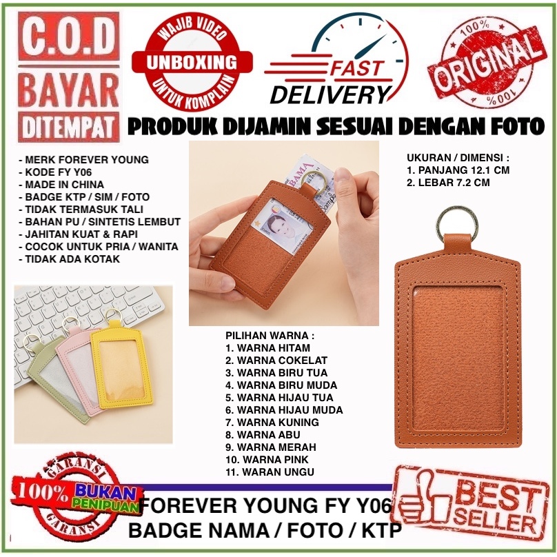 

C.O.D Tempat KTP / SIM / Foto Gantungan Badge Kerja Kantoran Bahan PU Lembut Pria Wanita Bisa Pakai