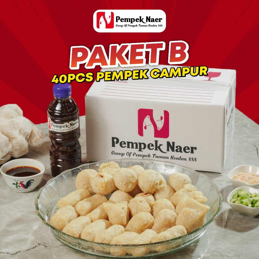 

Paket pempek palembang isi 40 pcs pempek campur asli ikan tenggiri (pempek mix/ empek empek asli palembang ) - Paket B
