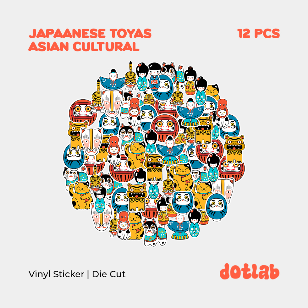 

DOTLAB STICKER PACK Japanese Toyas Asian Cultural 12 PCS| Sticker Tumbler | Stiker Laptop Koper Helm