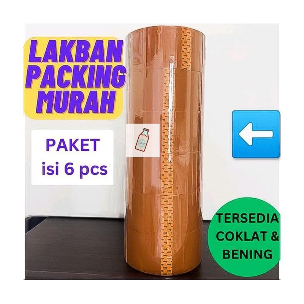 

Lakban Packing Murah Paket 6 pcs Bening Transparan Coklat