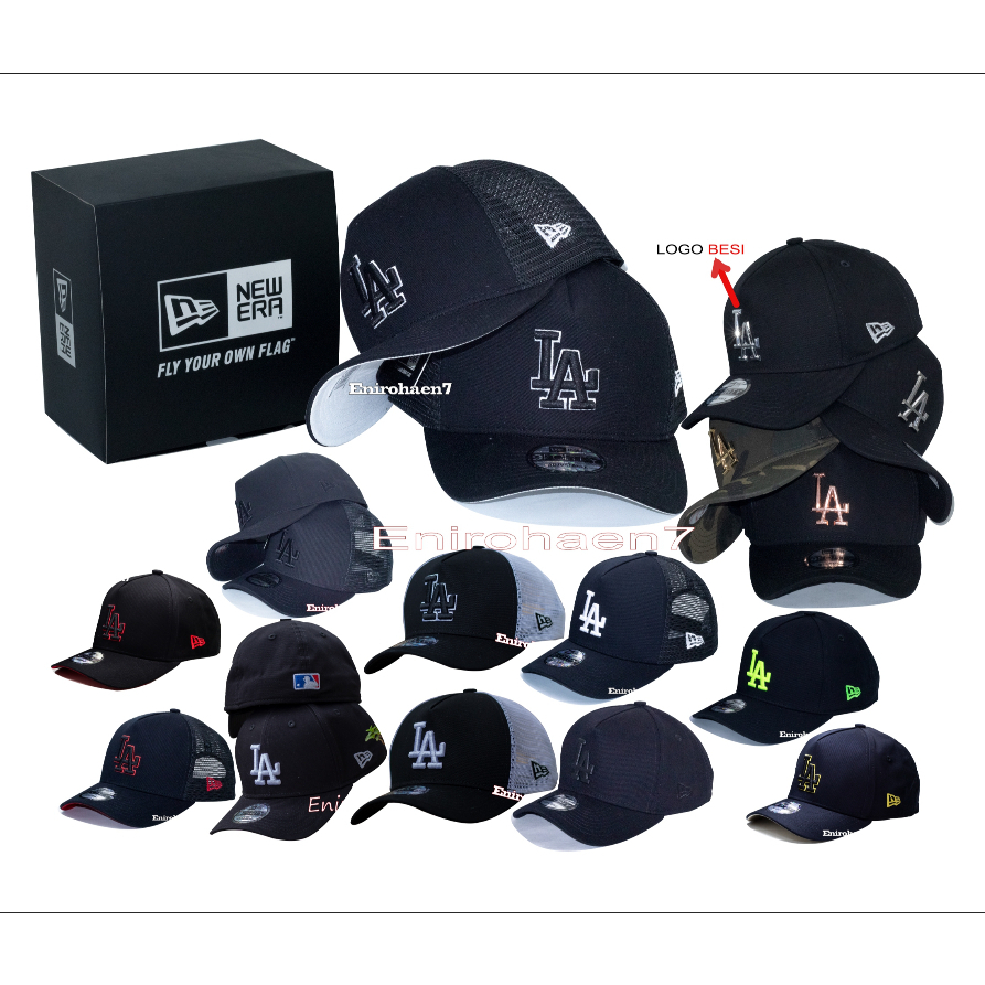 Topi LA Full katun Topi logo LA pria wanita Unisex LA HITAM CAMPUR,SOBEK