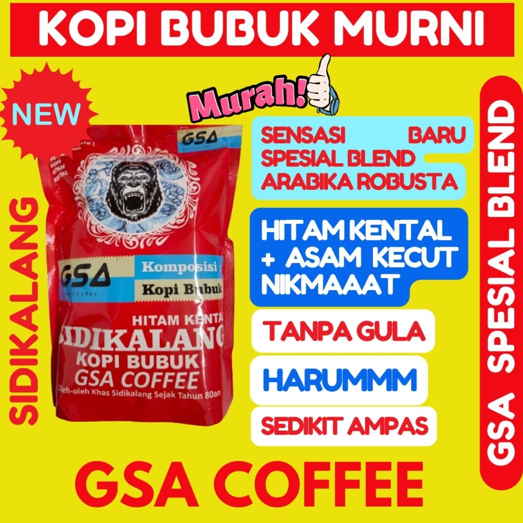 

GSA COFFEE Kopi Sidikalang Arabica Super Arabika 1Kg 1 Kg Bubuk Murni Fresh Natural Black Hitam