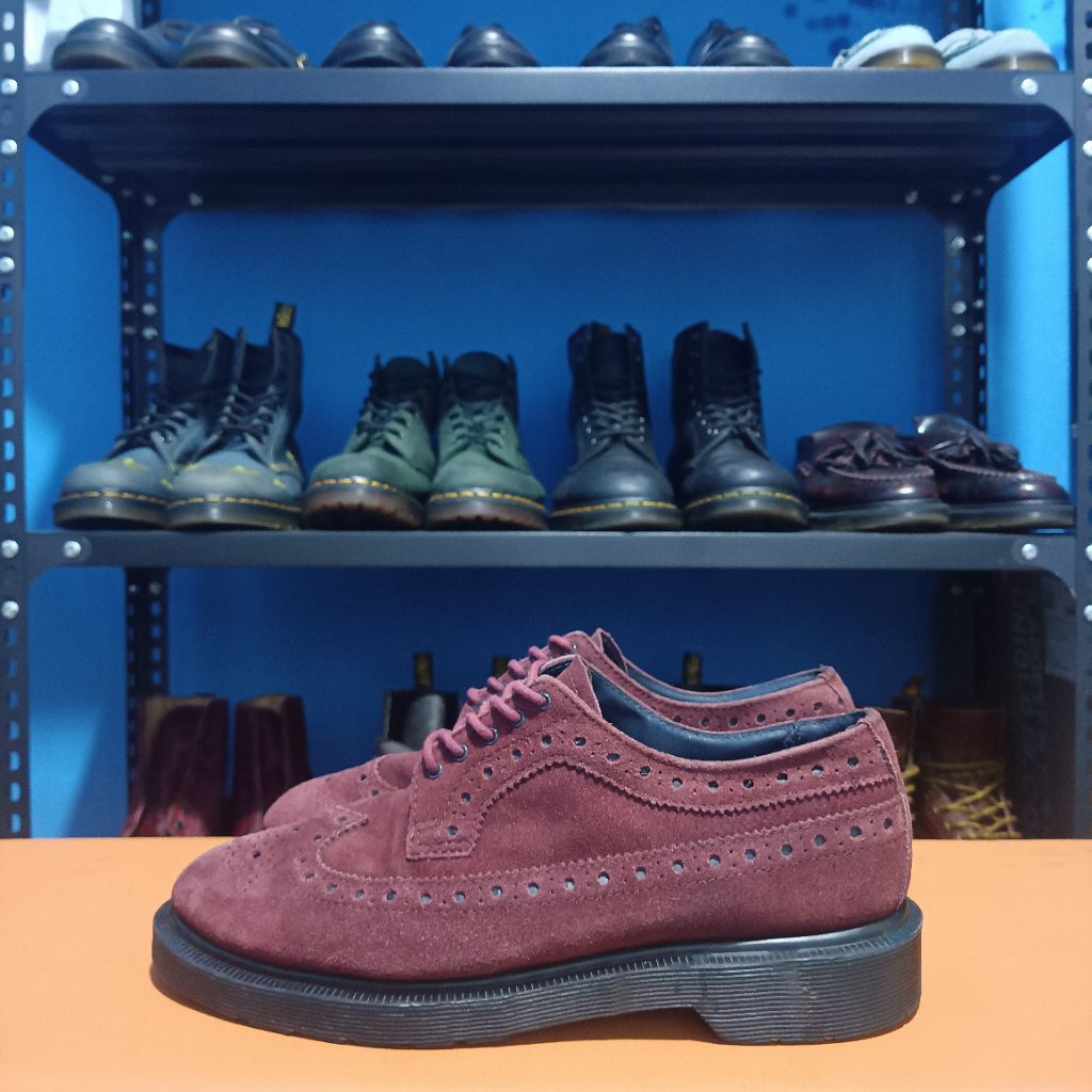 Dr Martens 3990 Wingtip Suede Red Burgundy Size 39 docmart dr. martens 3898 brogues