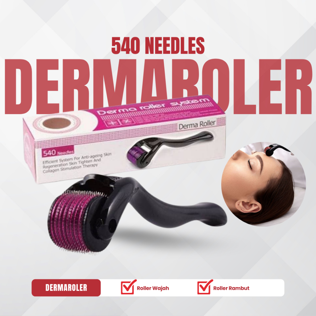 Derma Roller Alat Terapi Wajah & Kulit Kepala Penghilang Bopeng dan Kebotakan Original Hologram