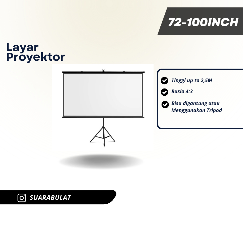 Layar Proyektor Plus Tripod / Wall 72inch 100inch - Screen Projector Tripod 100inch