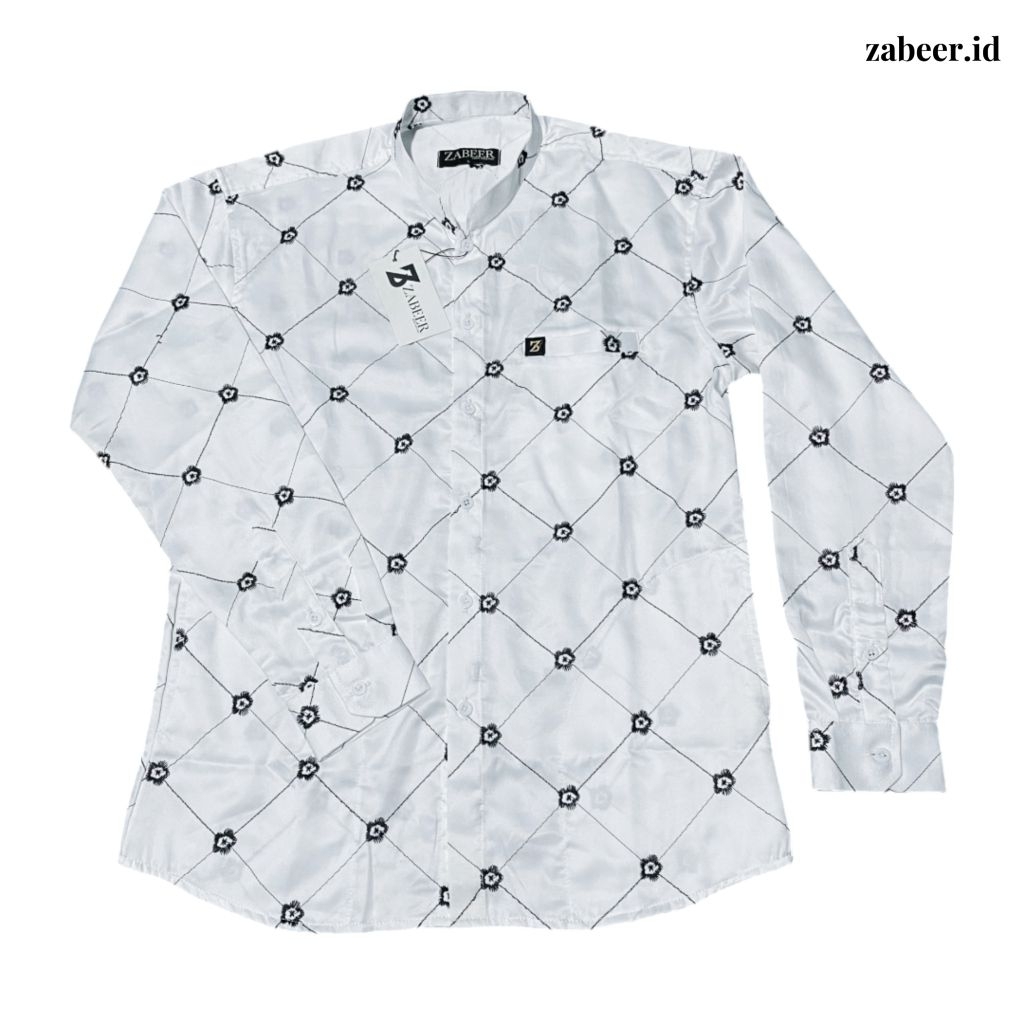 ZABEER Kemeja Koko Pria Brokat - BW Hitam Full