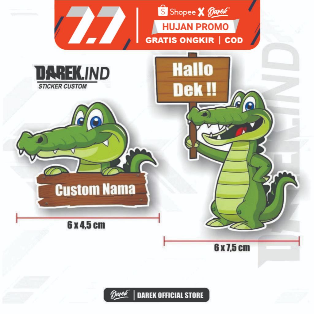 STICKER PRINTCUT CUSTOM NAMA, BISA RIQUES NAMA, STIKER BUAYA