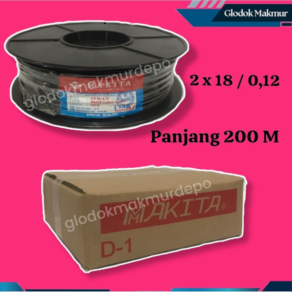 CABLE MIC SNAKE KABEL HEAD HITAM CABEL SEKREM HITAM KABEL INPUT-OUTPUT MAKITA (2X18) 200METER