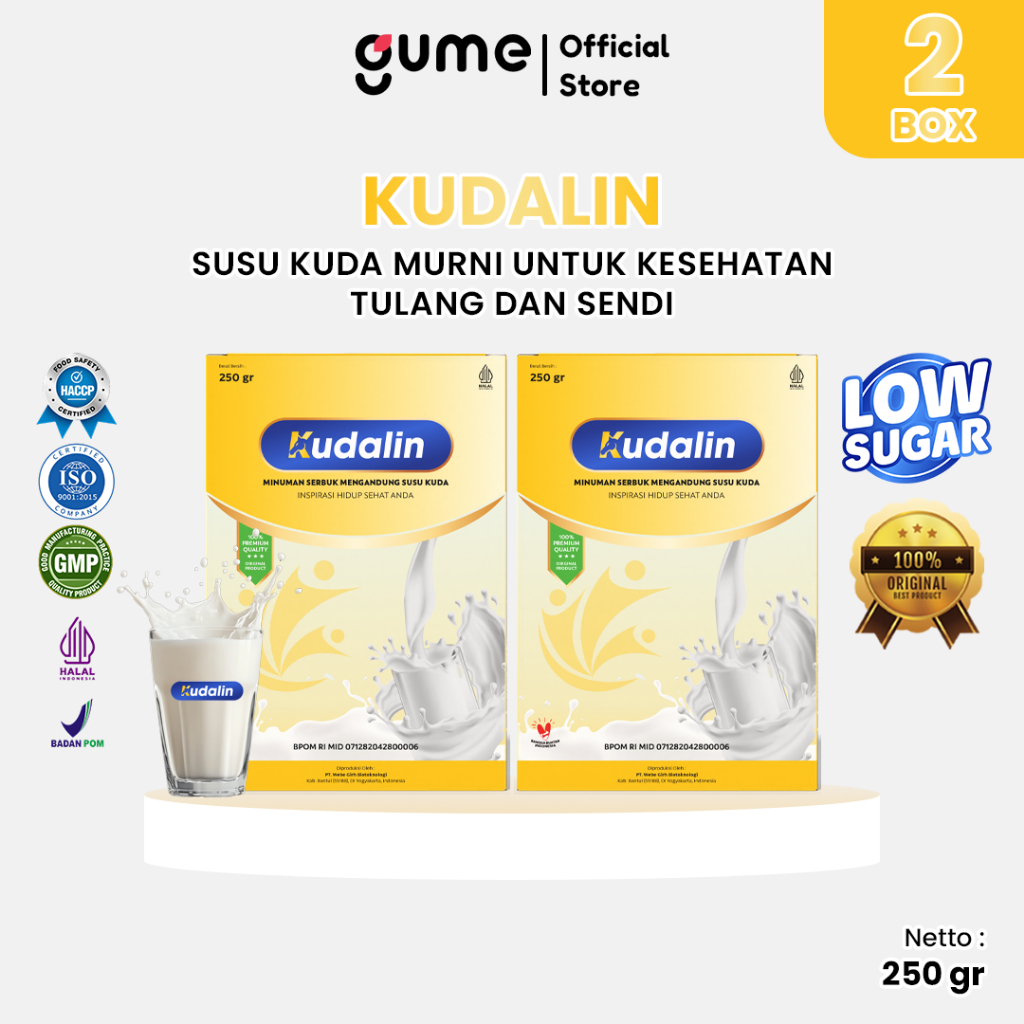 

Kudalin Susu Kuda Murni Asli Sumbawa Untuk Tulang dan Sendi Rendah Gula Kemasan 250gr Paket 2 Box