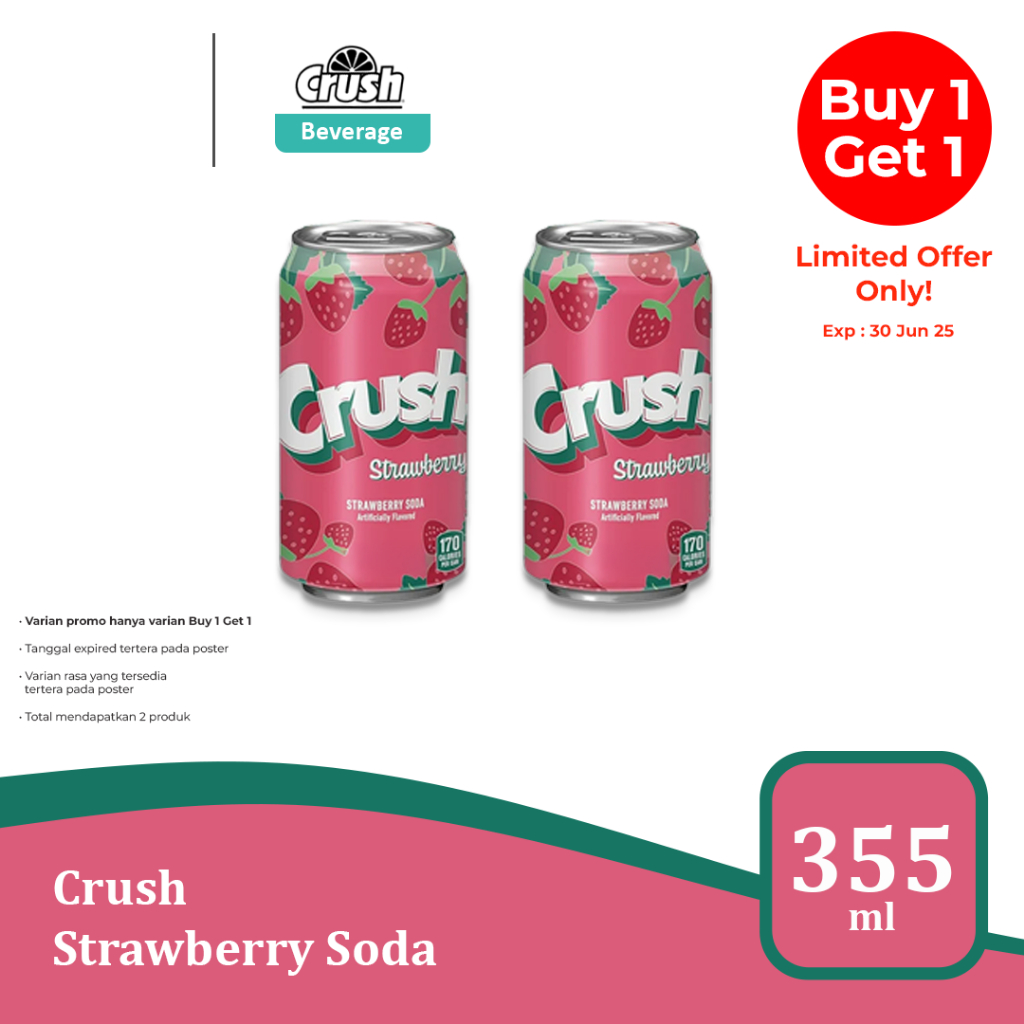 

Crush Strawberry Soda 355ml - Minuman impor USA