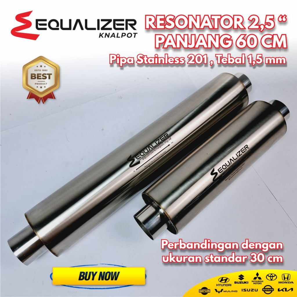Resonator Knalpot Mobil Diesel Manual Matic 2,5 inch panjang 60 CM Pajero Bass Fortuner Innova Rebor