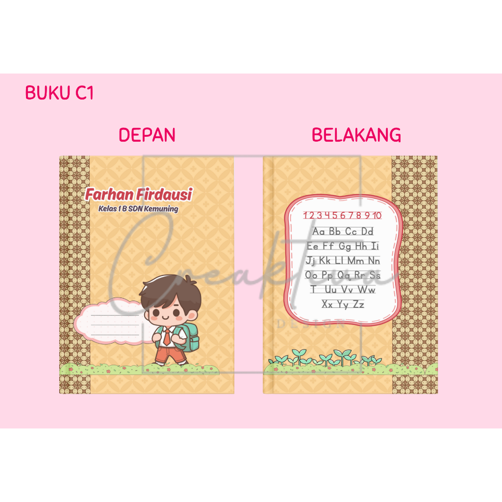 

Buku Tulis Sekolah Coklat Custom Nama