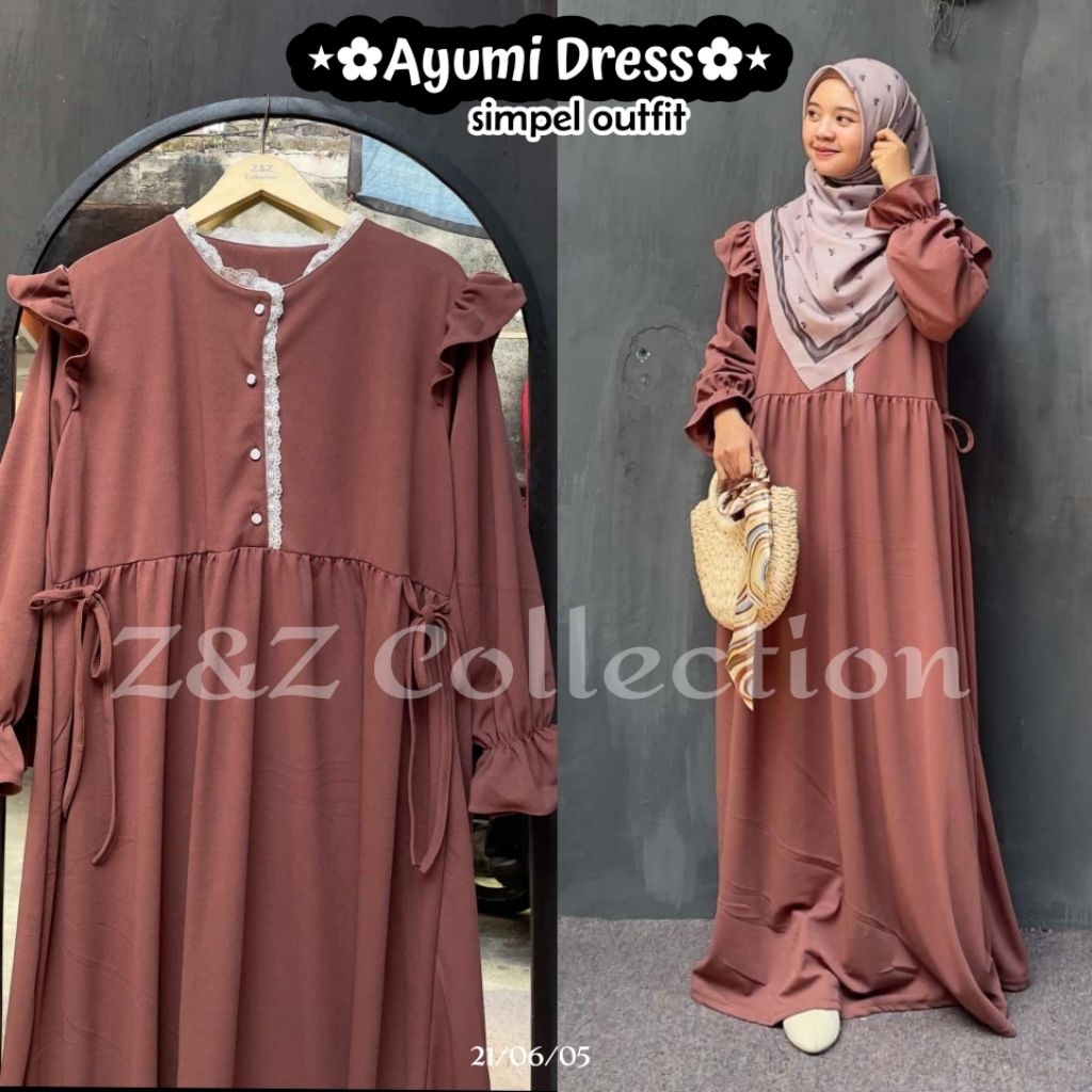 AYUMI DRESS|GAMIS POLOS|GAMIS SIMPEL|OUTFIT PLAIN DRESS by Z&Z Collection