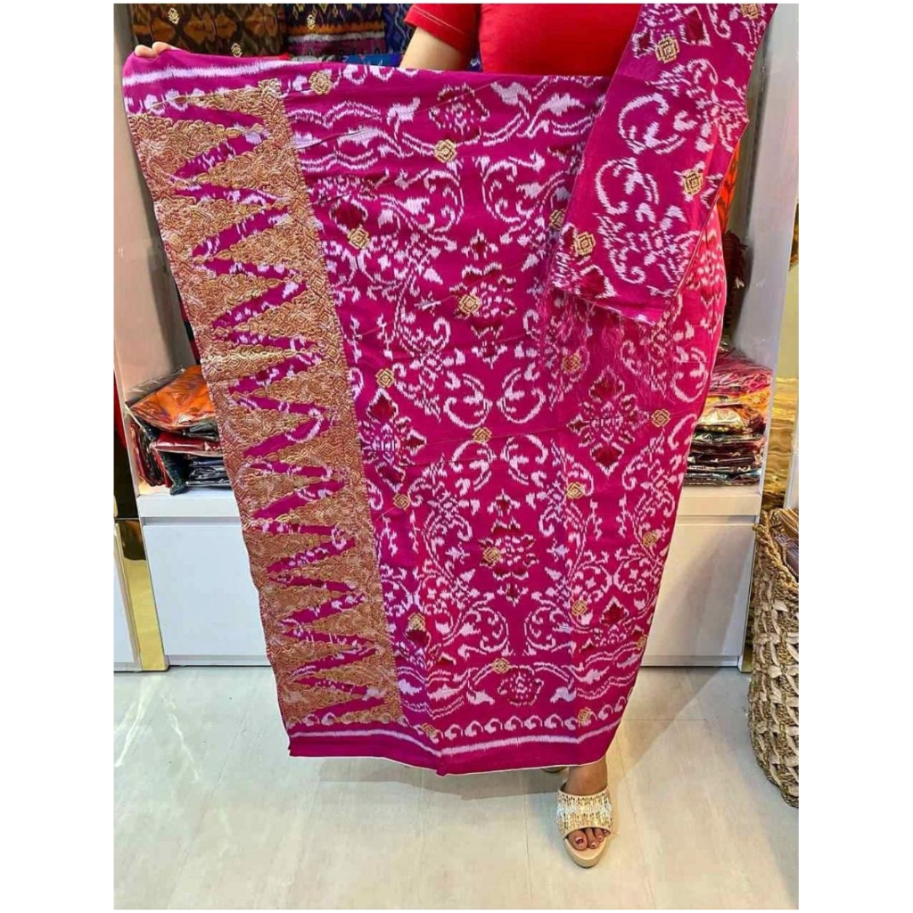 Kamen Lembaran Endek Tumpal Songket Bordir Set Selendangnya