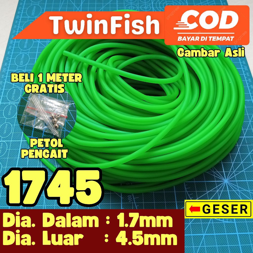 karet ketapel ikan 1745 ketapel air ketapel tube HIJAU NEON PREMIUM