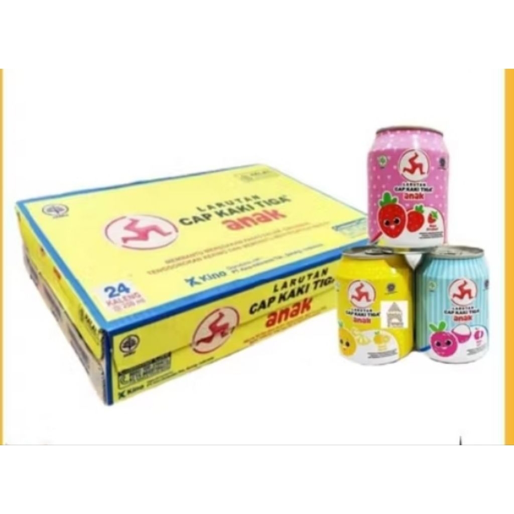 

Larutan Cap Kaki Tiga Kaleng Anak 1 Dus isi 24 kaleng @238ml