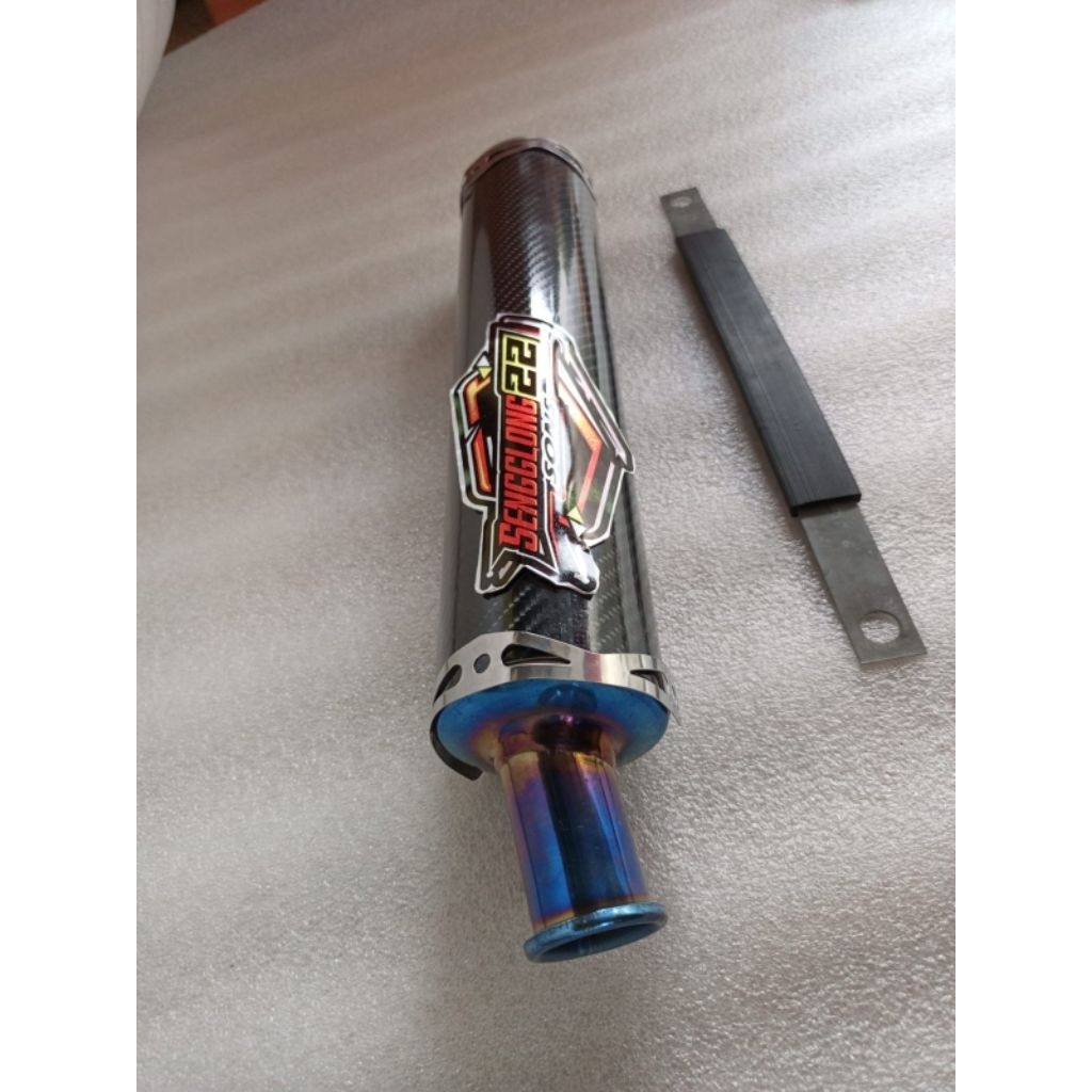 Slenser Knalpot 2Tak Ori Sengglong22 Karbon Series Pucuk Biru Untuk Motor Ninja R Ninja RR Ninja SS 