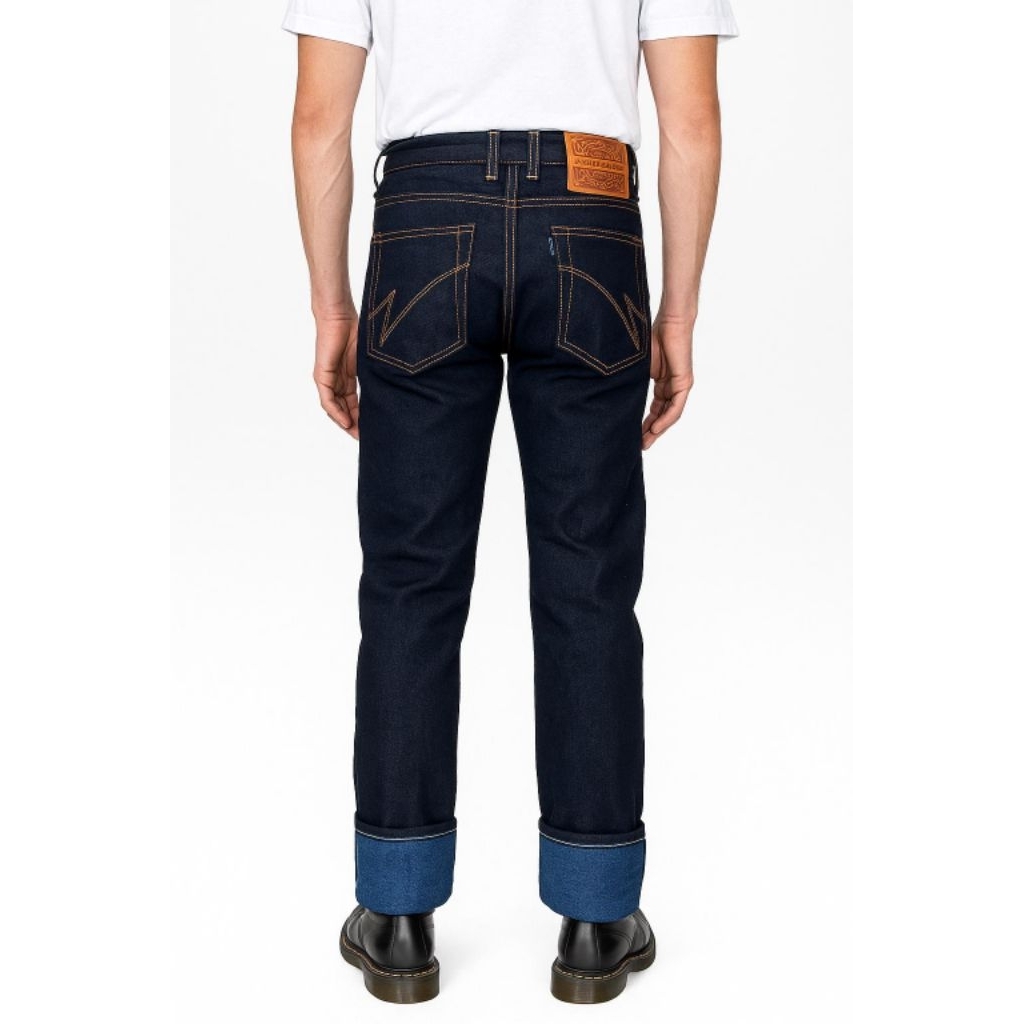 Culturedenim - 18oz Selvedge Blue Weft Denim Raw Jeans Indigo - Blue On Blue Selvedge Line - Slimstr