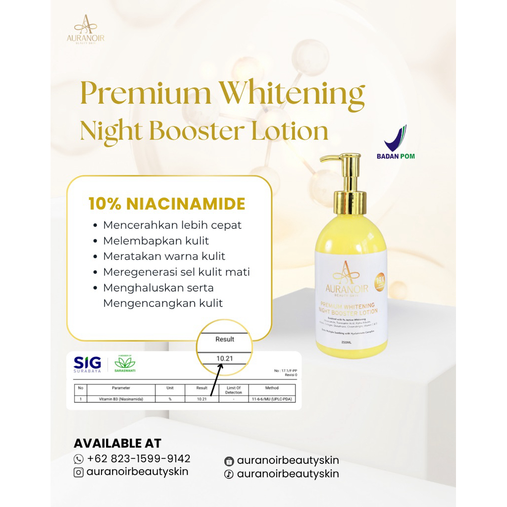 Auranoir ( Premium Whitening Night Booster Lotion ) HB DOSTING BPOM 250ml