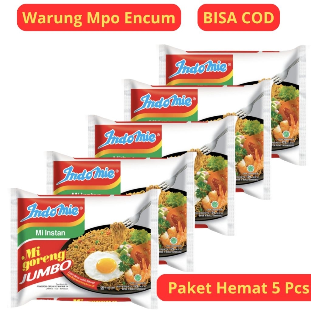 

Paket Hemat 5 Pcs Indomie Goreng Jumbo / Mie Instan Goreng 129 Gram