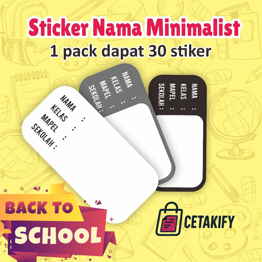 

Cetakify Stiker Label Nama Minimalist 1pack 30 pcs termurah