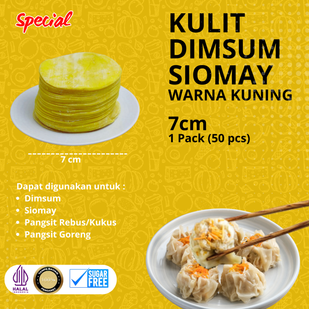 

Kulit dimsum/pangsit/gyoza Kuning diameter 7 cm