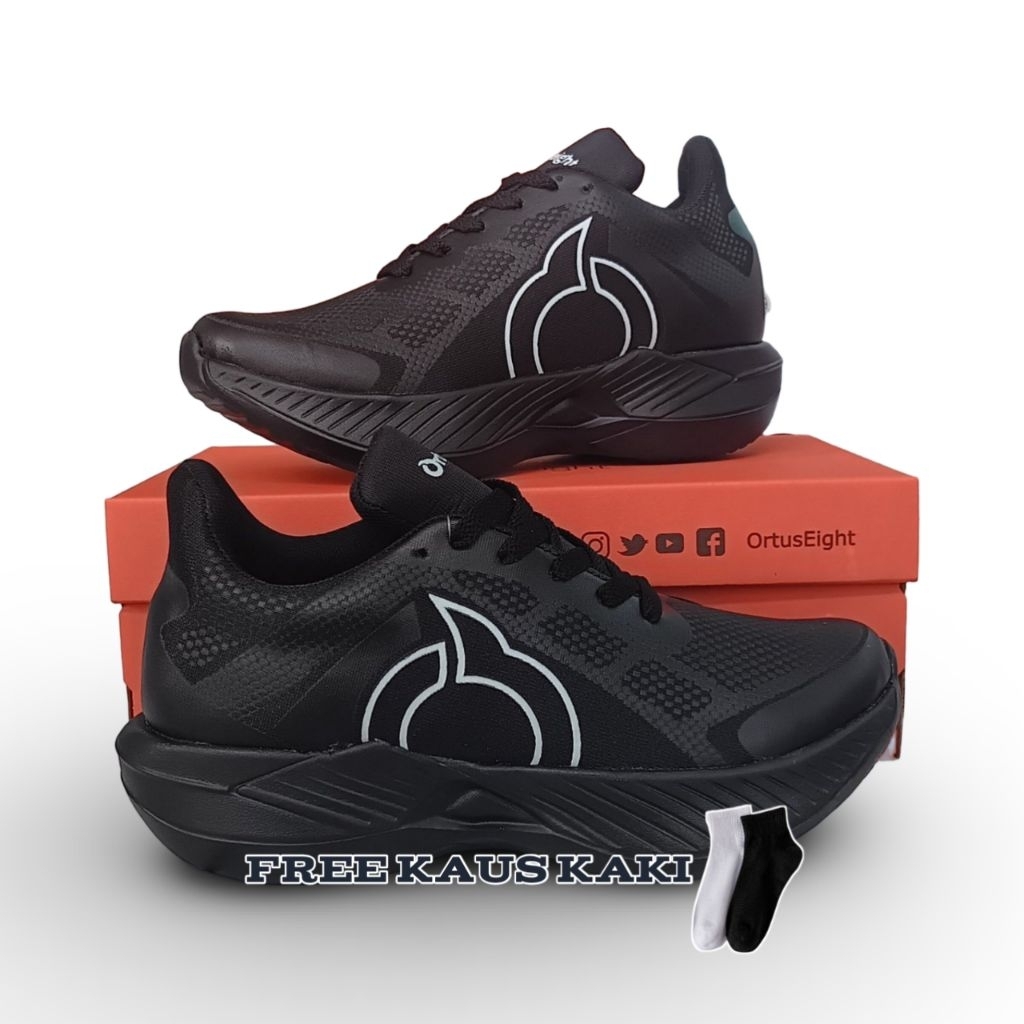 BEST SELLER ORTUSEIGHT SEPATU RUNNING HG 2.0 FULL BLACK/HITAM POLOS HYPERGLIDE 2.0 SOLLAR MARVEL
