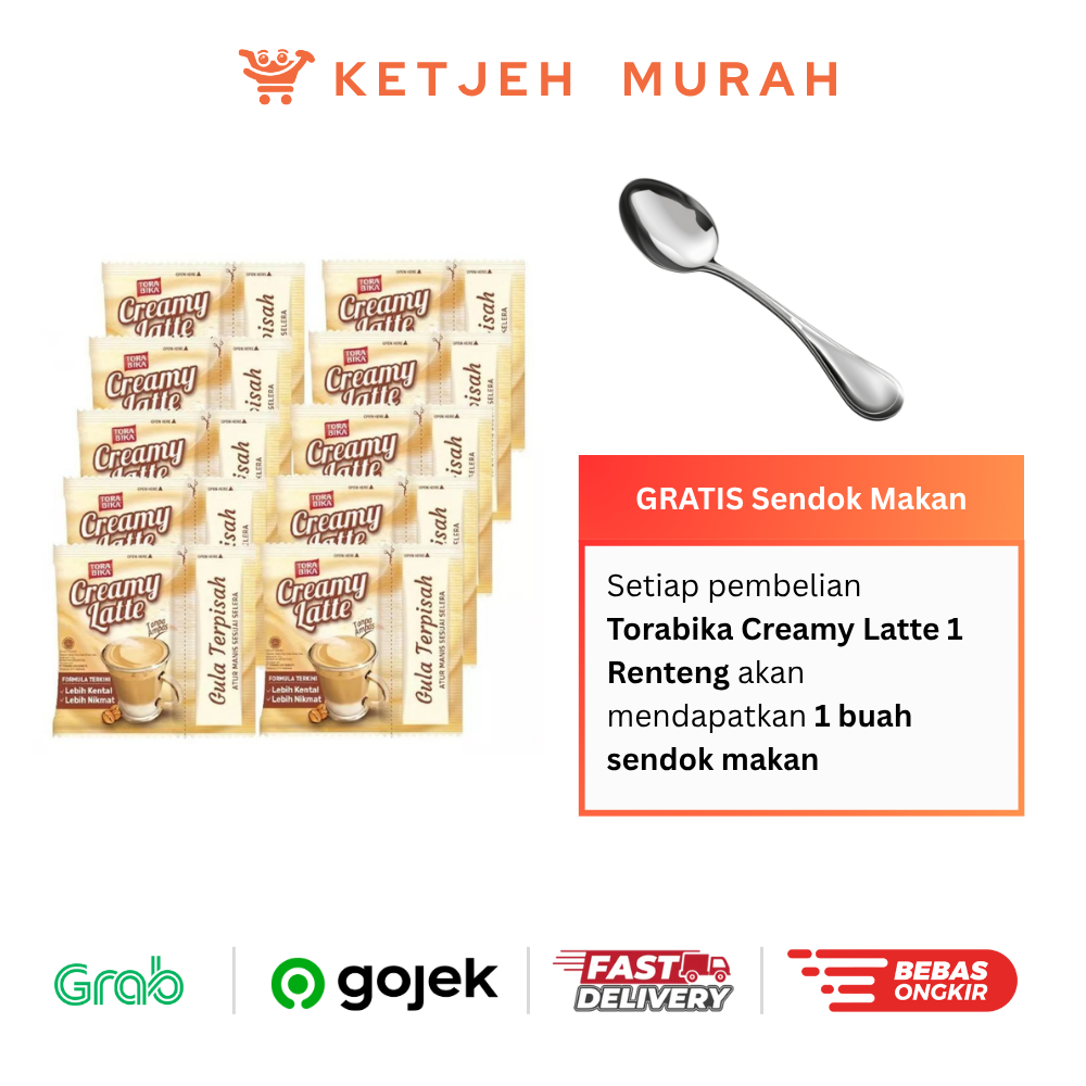 

PROMO Tora Bika Creamy Latte Minuman Kopi Krimer Susu Gula Terpisah 1 Renteng isi 10 Sachet x 22 Gram