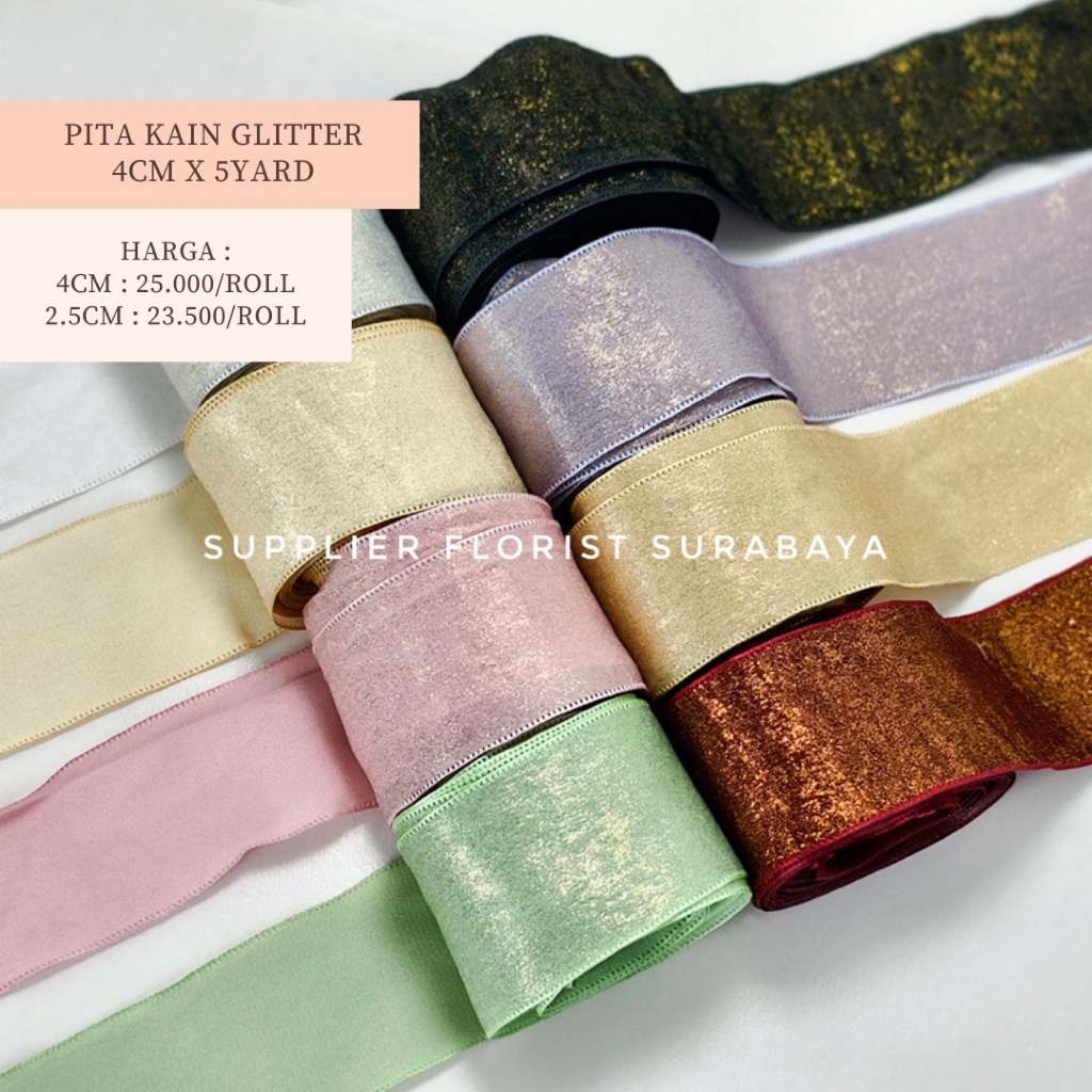 

[ 4 CM X 5 YARD / 2,5 CM X 5 YARD] PITA KAIN GLITTER PITA SOUVENIR HADIAH PERNIKAHAN WEDDING GIFT CRAFT DIY PITA KADO KOREAN RIBBON SOVENIR GLITER HAMPERS PITA METALIK EMAS GOLD SILVER MARON UNGU HITAM PINK BEIGE CHAMPAGNE BLUDRU VELVET HALUS VINTAGE