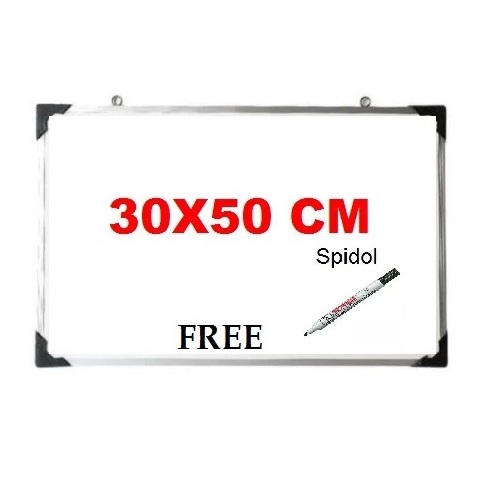 

Papan Tulis Gantung White Board Ukuran 30 cm x 50 cm Free Spidol