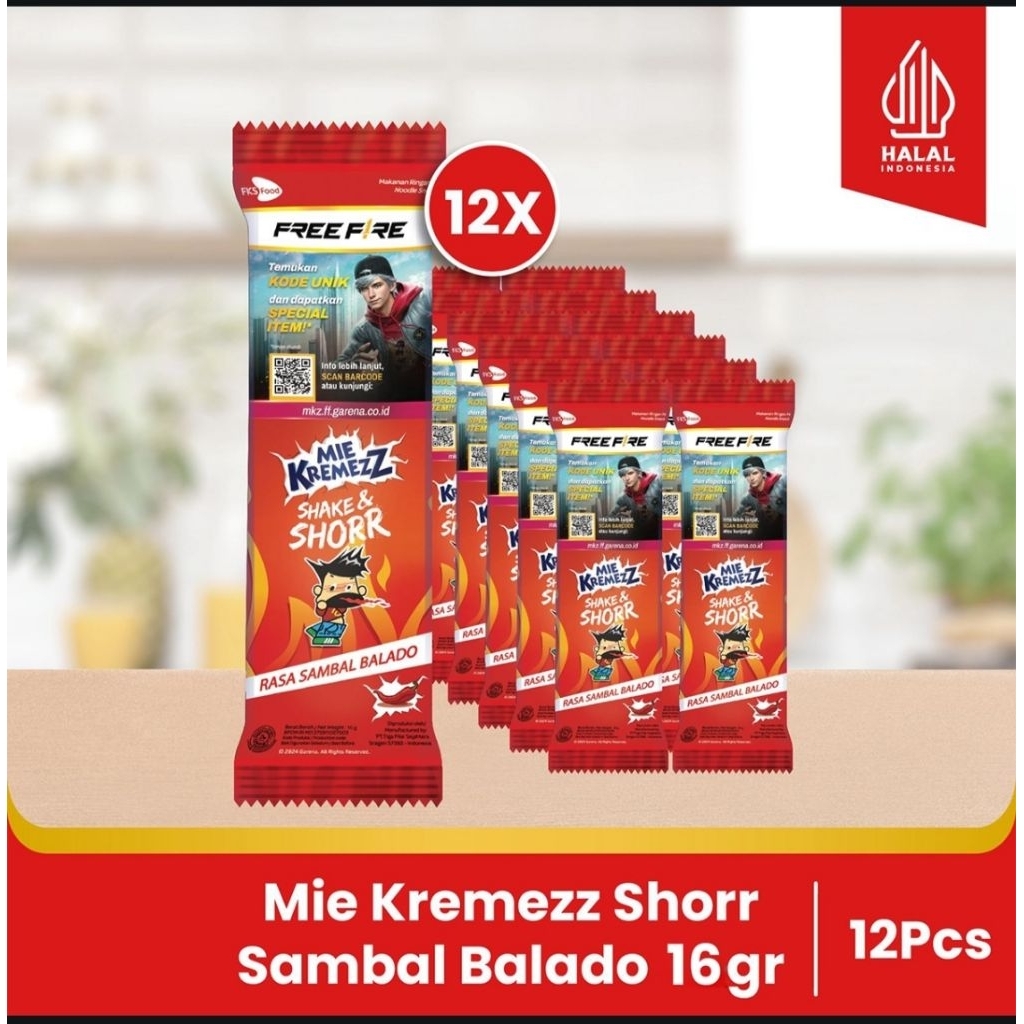 

Paket Bundling - Mie Kremezz Shorr - Sambal Balado - 16gr - 12pcs