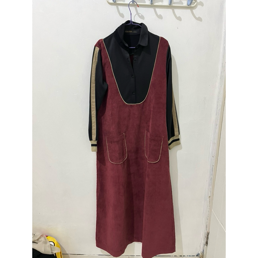 gamis bahan corduroy
