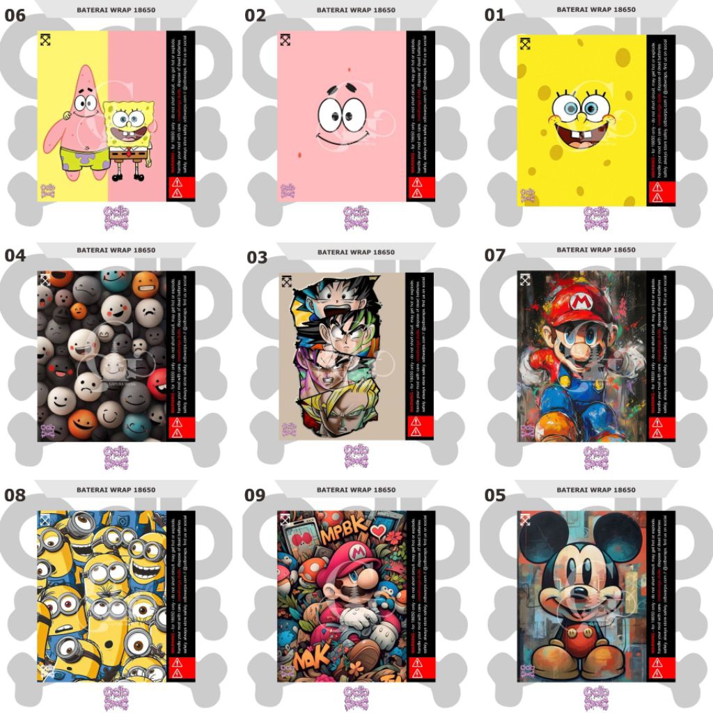 

Stiker Baterai Vynil Laminasi 18650 - Pack 2 Stiker Wrap, 2 Wrap Transparan, 2 Insulator, dan 1 Tissue Cleaner - Plastik, Paper - Stationery Sticker